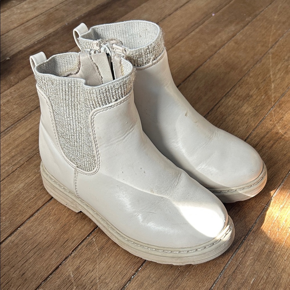 Kids Cream Ankle Boots